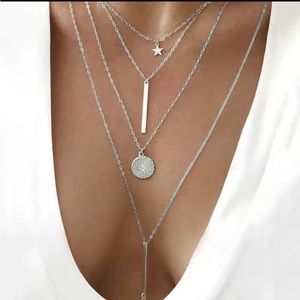 Women's Personality Star Multi-layer silver necklace. New with tags.